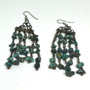 Vintage Turquoise Chip Chandelier Earrings